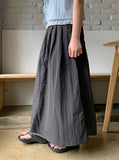 Menbi Pin Tuck Banding Nylon Carpender Long Skirt