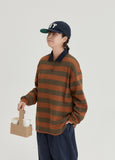 [BAONHAUS] Pinda Stripe Rugby Collar Long Sleeve Tee