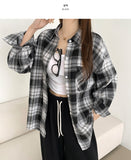 Soft check loose fit long sleeve shirt