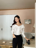Verna Half Off Shoulder Big Collar Blouse