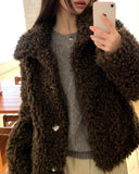 Piru Half Poodle Fluffy Fur Coat Jacket