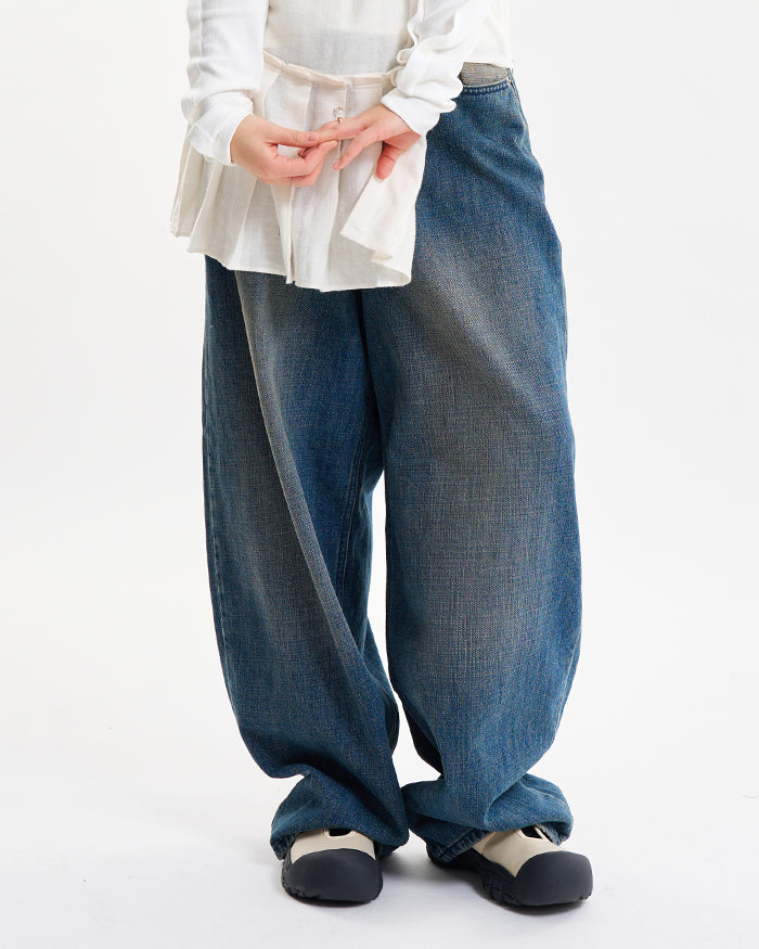 【Raucohouse】Morgan reverse pocket wide denim pants Raucohouse