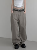 Poble Embroidered Patch Rivet Cotton Pants