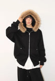 (Lining Brushed) STARRY FUR HOOD ZIP-UP