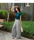 Wide ver. Fold Folding Mesh Fabric Banding Mega Wide Pants