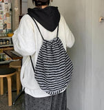 Matani Fleece Stripe String Backpack