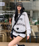 Week Heart Lettering Waffle Sweatshirt