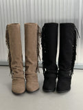 1173 Belt Strap Tassel Warmer Long Boots (4.5cm)
