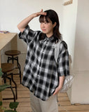 [unisex] Sella Check Over Short Sleeve Shirt