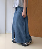 Delg Summer Slit Denim Long Skirt