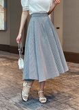 Rebel Check Banding Flare Long Skirt