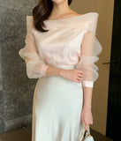 Setiel Off Shoulder Chiffon Blouse