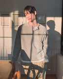 Dense Velour Henley Neck Long Sleeve T-Shirt