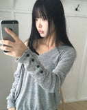 Heave Button Linen Sweatshirt