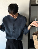 Cash Like Collar Button Cardigan Knit