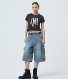 FLAG APPLIQUE RINGER CROP TEE