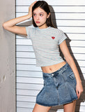 AubeA Stripe Heart Tension T-shirt