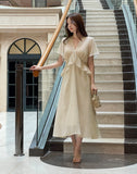Seine V-neck Peplum Flare Chiffon One Piece