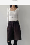 Eyelet Corduroy Bermuda Pants
