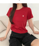 Pendant Crop Basic Short Sleeve T-Shirt