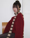 Oleun Stripe Color Matching Knit Muffler