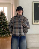 Hasen check short padded jumper