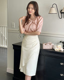 Natale Pin Tuck Shirring Wrap Skirt
