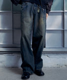 FRONT LINE WASHED DENIM PANTS