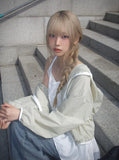 Pita Color Matching Shirring Windbreaker Hood Zip-Up