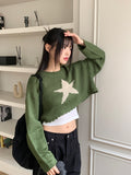 Leamu Green Star Crop Knit