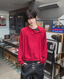 Notch diagonal button layered long sleeve