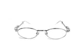 Geek Chic Cubic Silver Frame Round Glasses