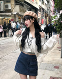 [U-BASIC] Basic Balloon Cropped Cardigan