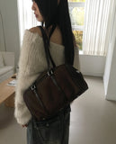 Popat Suede Leather Combi Shoulder Bag