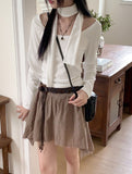 [Scarf Set] Fescal Choker U-neck Long Sleeve T-shirt