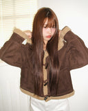 Duna Suede Hooded Duffle Fleece Fur Mustang Jacket