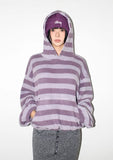 EYELET STRIPE FLEECE HOODIE