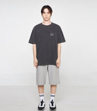 Small Drawing Smile Pigment Short Sleeve T-shirt Gray Logo