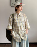 [unisex] Benaco Vintage Check Over Short Sleeve Shirt