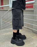 Black cargo denim trousers
