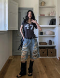 Raw Destroyed Bermuda Denim Pants