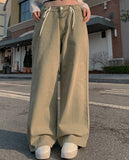 Projection Khaki String Wide Pants