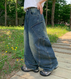[unisex] Viewo Curved Denim Cargo Wide Pants