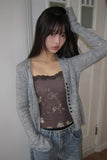 BL Button Point Ribbed Slim Cardigan