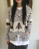 Dumong Deer Nordic Overfit Two-Way Knit Zip-Up Cardigan