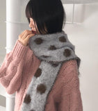 Loltz Dot Color Matching Wool Angora Fur Muffler