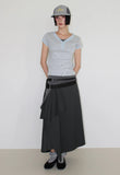 V-BUTTON STRIPE TEE