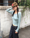 Mur Flower Pattern Round Neck Long Sleeve T-Shirt