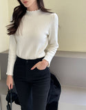 Ets Mink Brushed Openwork Frill Turtleneck Knit