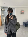 Chapney Check Shirring Round Collar Frill Shirt